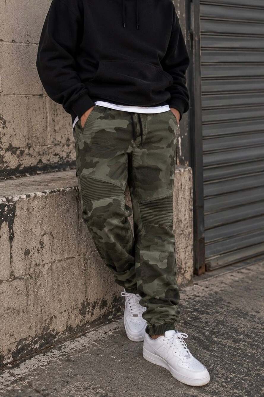 Rolling Paper Green Camo Jogger Pants with Ribbed Knees